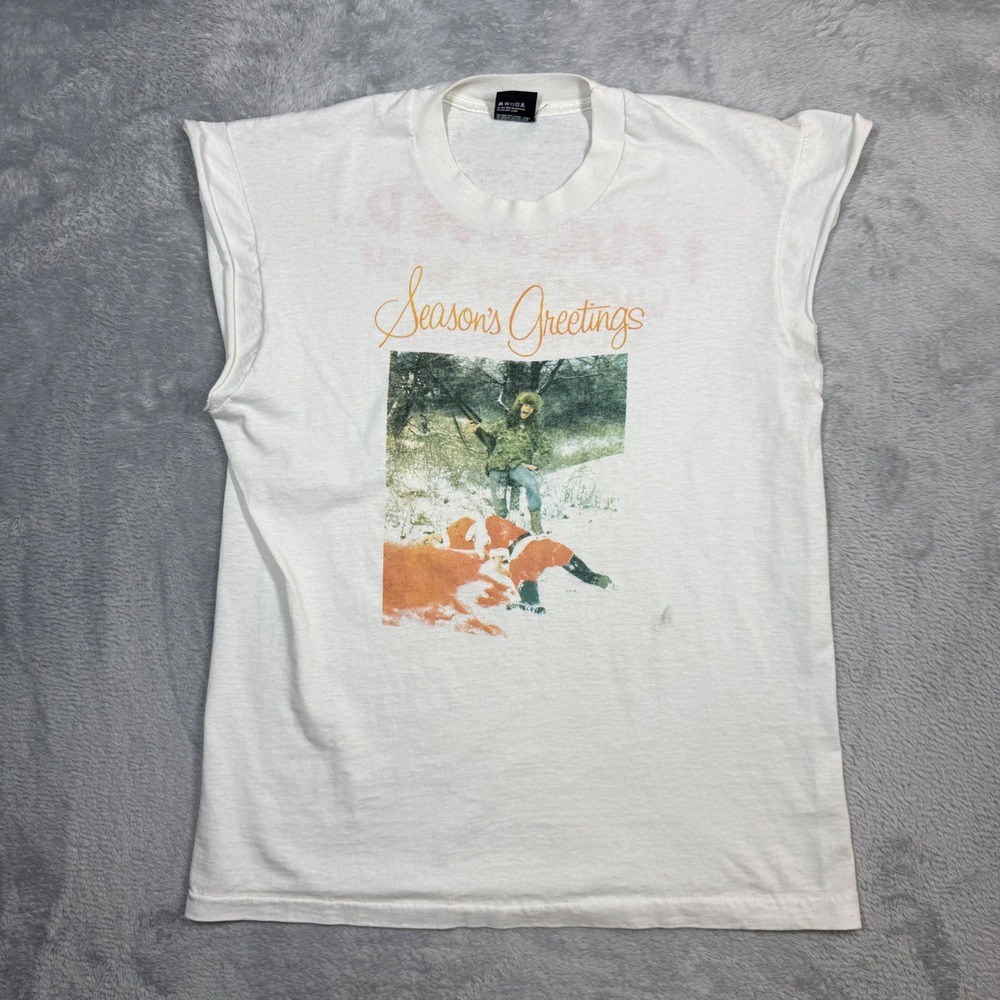 Vintage Ted Nugent Whiplash Bash Muscle Tee Mens L White Screen Stars Best 80s